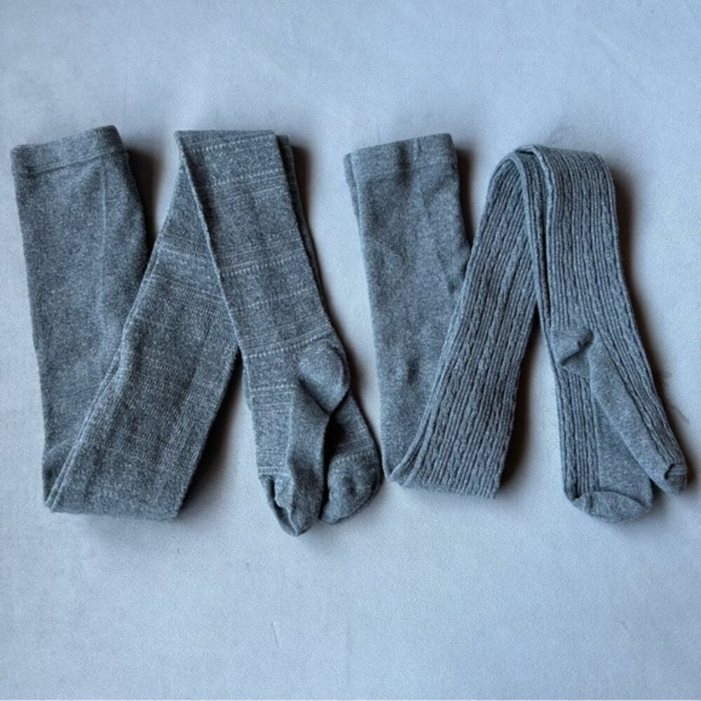 Zara ~ Set of 2 ~ Knit Tights ~ Grey ~ Girls Size 10-12